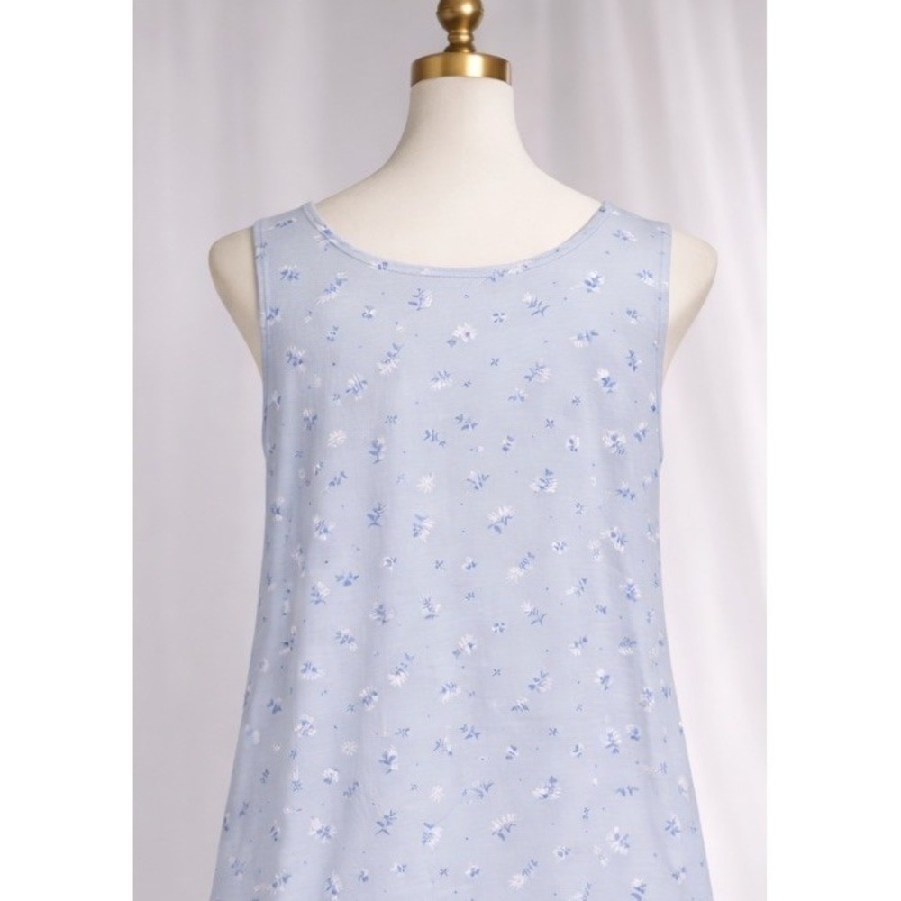 Lanz Salzburg Nightgown Gown Blue Floral Sweetheart Lace Trim 33" Length Size M - Picture 4 of 9